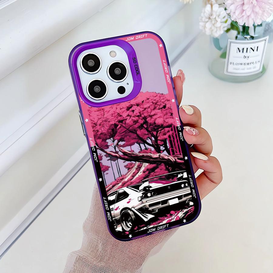 Soft Shell Case for iPhone 16e 11 12 13 Pro Max 14 15 16 Plus Japanese JDM Drift Car