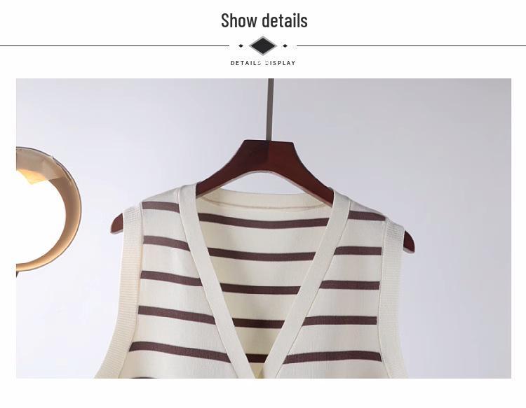Striped Sleeveless Cardigan for Women - French Chic Autumn 2026 Vest