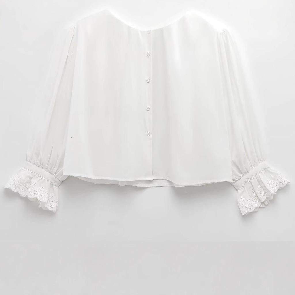 Women's 2025 Spring/Summer European & American Fashion Breathable Embroidered Single-Breasted Top Shirt