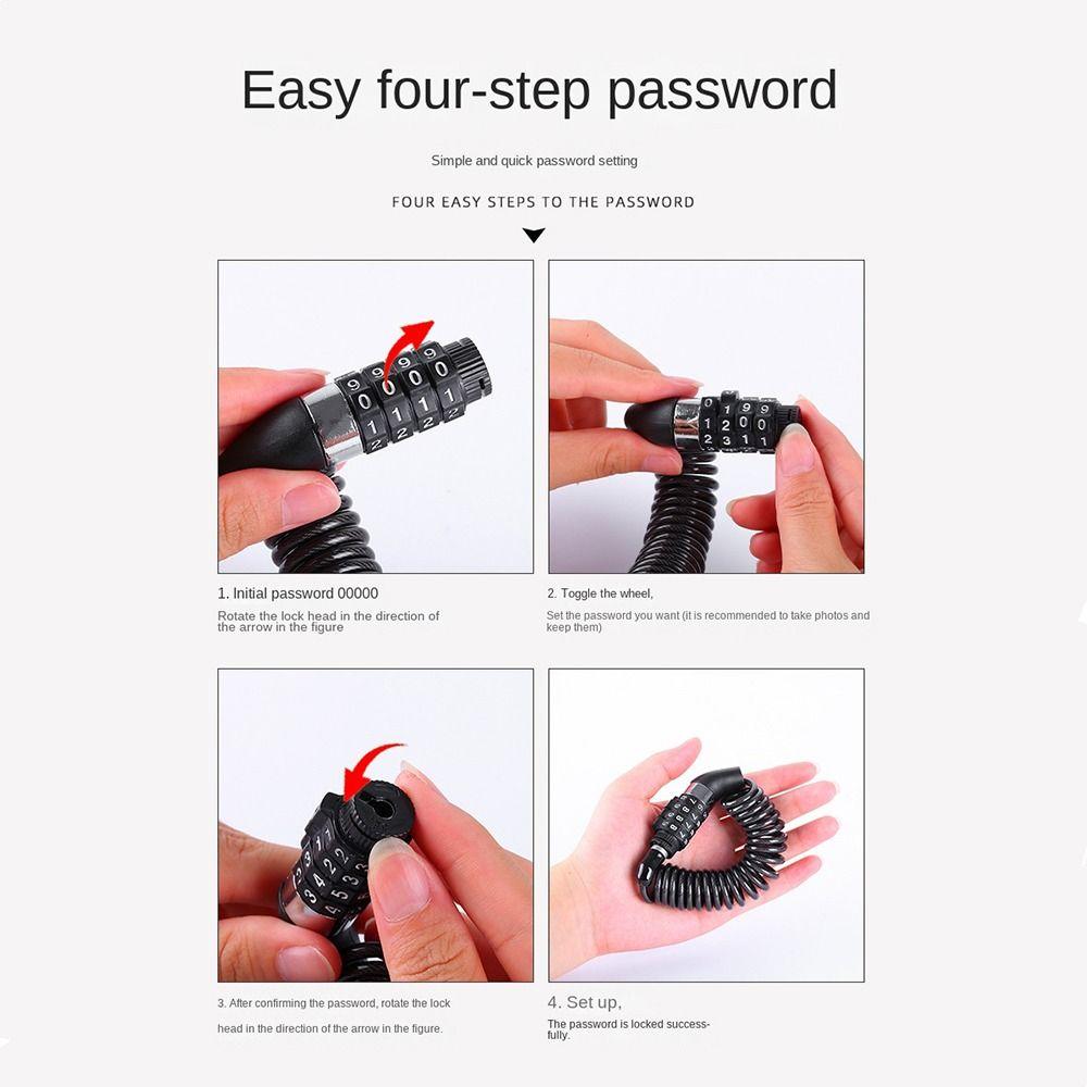 Bike Number Password Safety Accessories 4 Digit Combination Bicycle Safety Lock Backpack Lock