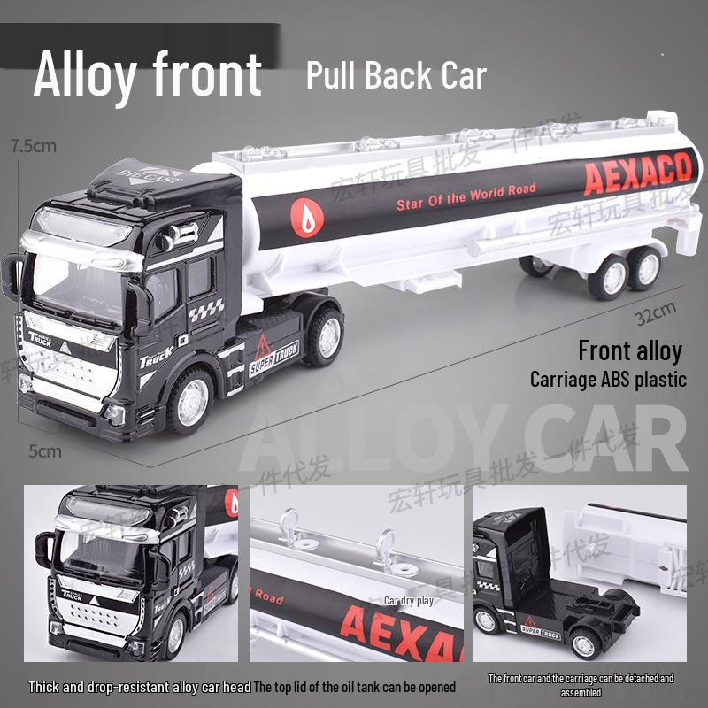 Alloy Pull-Back Big Truck Toy - Children's Container Truck Model & Trailer Transport Car