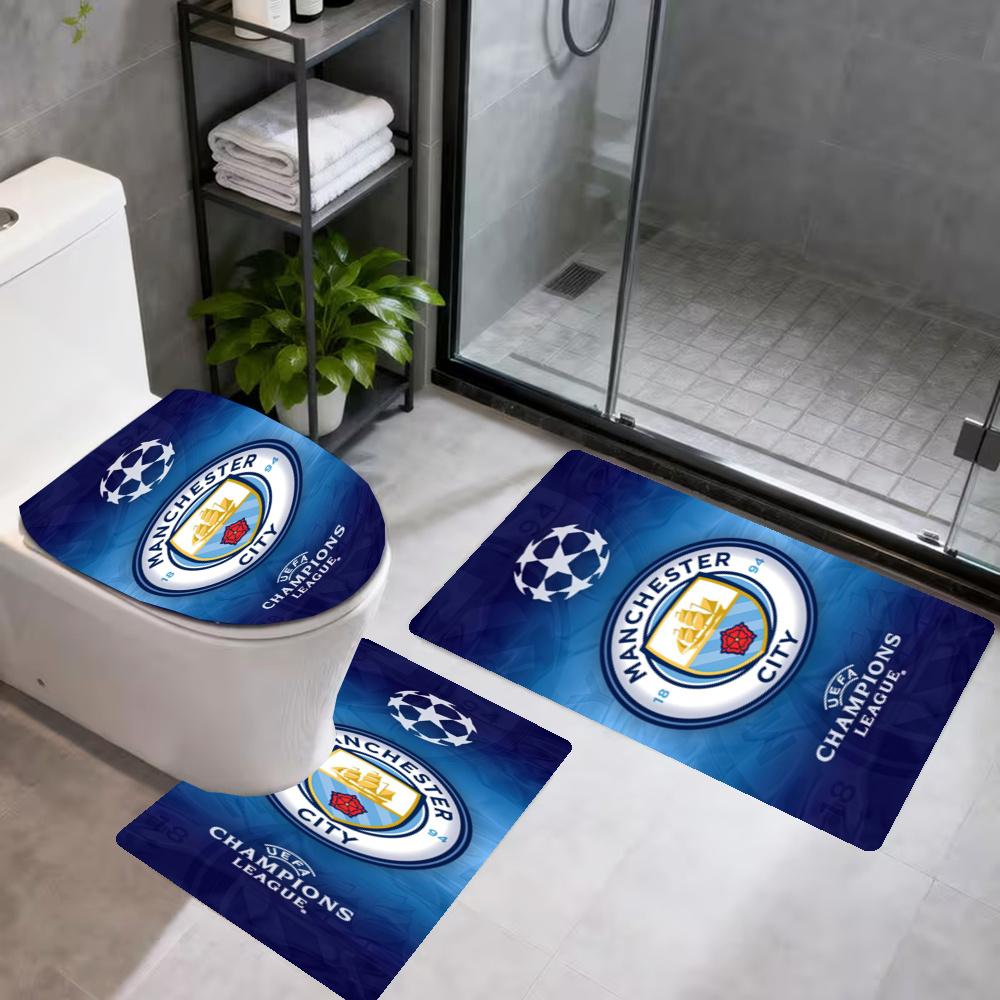 Manchester City Fc Bathroom Mat Set 3Pcs Bath Mats Set For Home Decoration Bathroom Decor Elegant Floor Mats