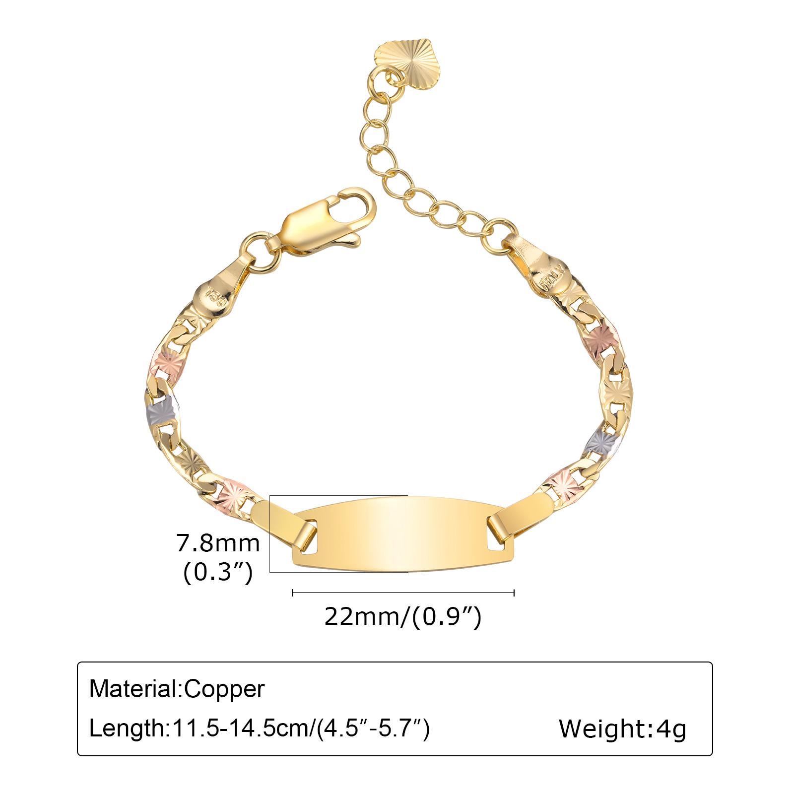 

High Quality Three-color Batch Bracelet for Girls Boys,Name Customization Copper Material Bent Card,Trendy Personalized Bracelet No text