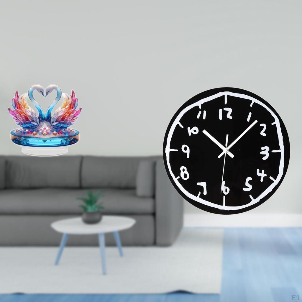 Acrylic Swan Sculpture Table Centerpiece And Modern Minimalist Art Wall Clock Ornament for Office