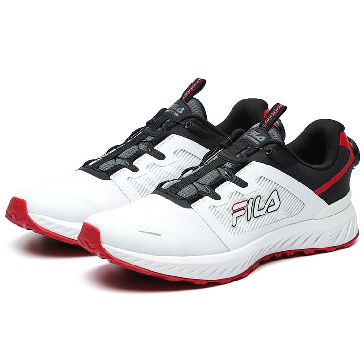 FILA Sports Synthetic Leather, Textile Low top Running Shoes Men's White Black A12M132207FWB