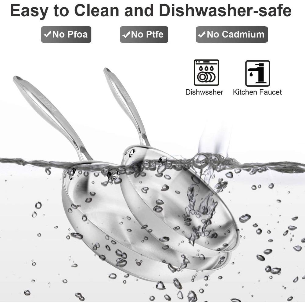 12 Zoll Edelstahl-Pfanne Antihaft-Pfanne Dreischicht-Edelstahlpfanne für alle Herdarten Spülmaschinenfest