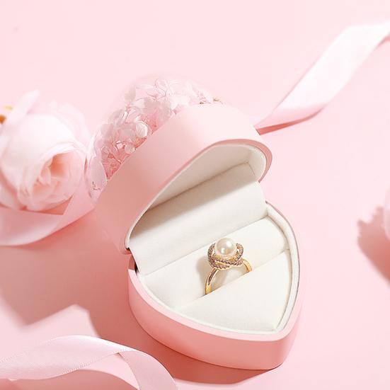 Preserved Flowers Jewelry Box Heart Shape Necklace Gift Box Romantic Rose Ring Box Jewelry Gift Packaging Box for Valentine's Day Anniversary