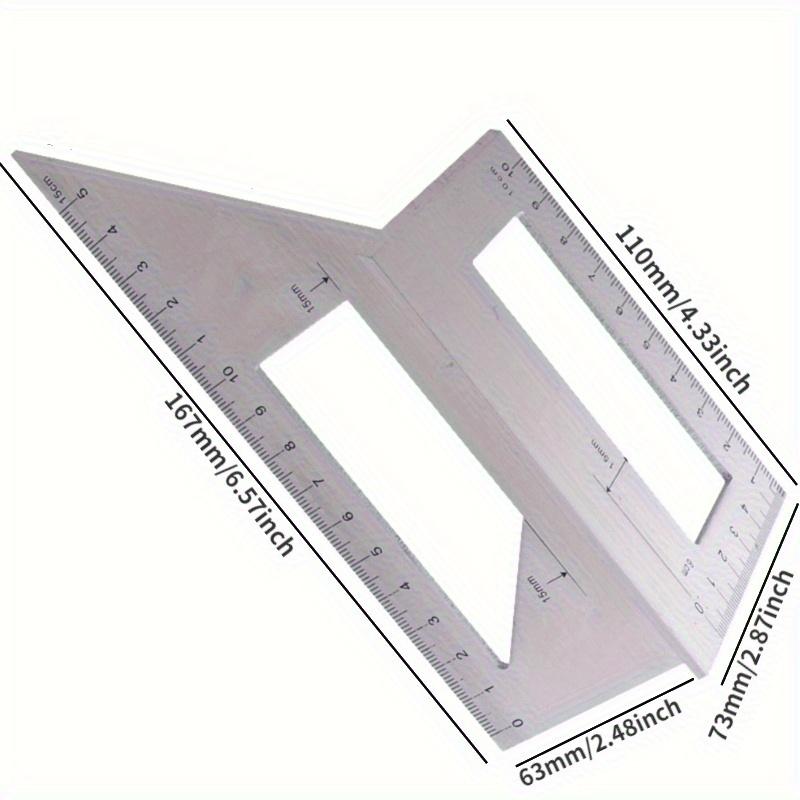 Aluminum Alloy 45° & 90° Angle Ruler Multifunctional Tri-Square Woodworking Layout Tool for Marking, Measuring, Carpentry
