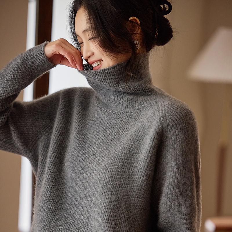 

Женский кашемировый свитер Qinghe кашемир 30% кашемир 70% шерсть осенне-зимний пуловер теплый и модный XL темно-серого