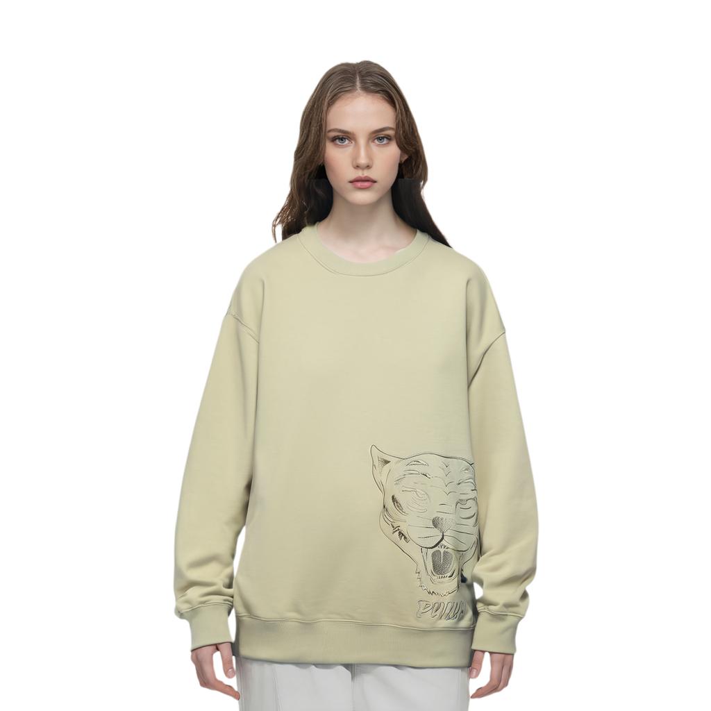 Puma Tiger Head Embroidered Loose Fit Crewneck Sweatshirt Unisex Sweatshirt Beige 539756-68
