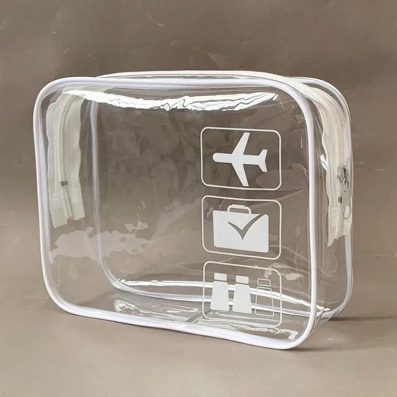 TSA-Approved Quart Size Clear Toiletry Bag - Transparent Makeup Bag for Air Travel. High-Quality Leak-Proof Design.