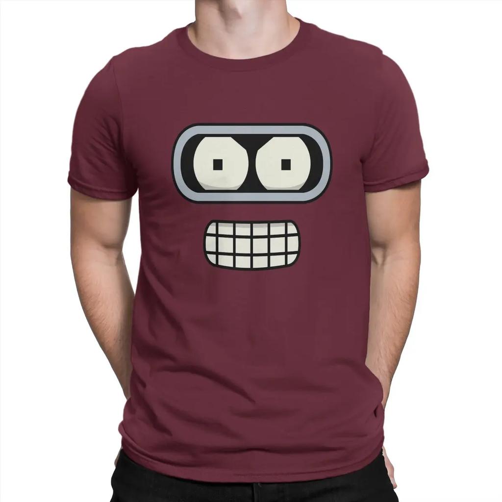 Benders Gesicht T-Shirts Herren F-Futurama Freizeit Reine Baumwolle T-Shirts Rundhals Kurzarm T-Shirt Geburtstagsgeschenk Oberteile