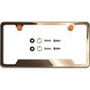 Bottom Corner Cut Out Version License Plate Frame Rose Gold Mirror Chrome Electroplating Universal Fit Aluminum Screw On Cap Cover, T304 Stainless