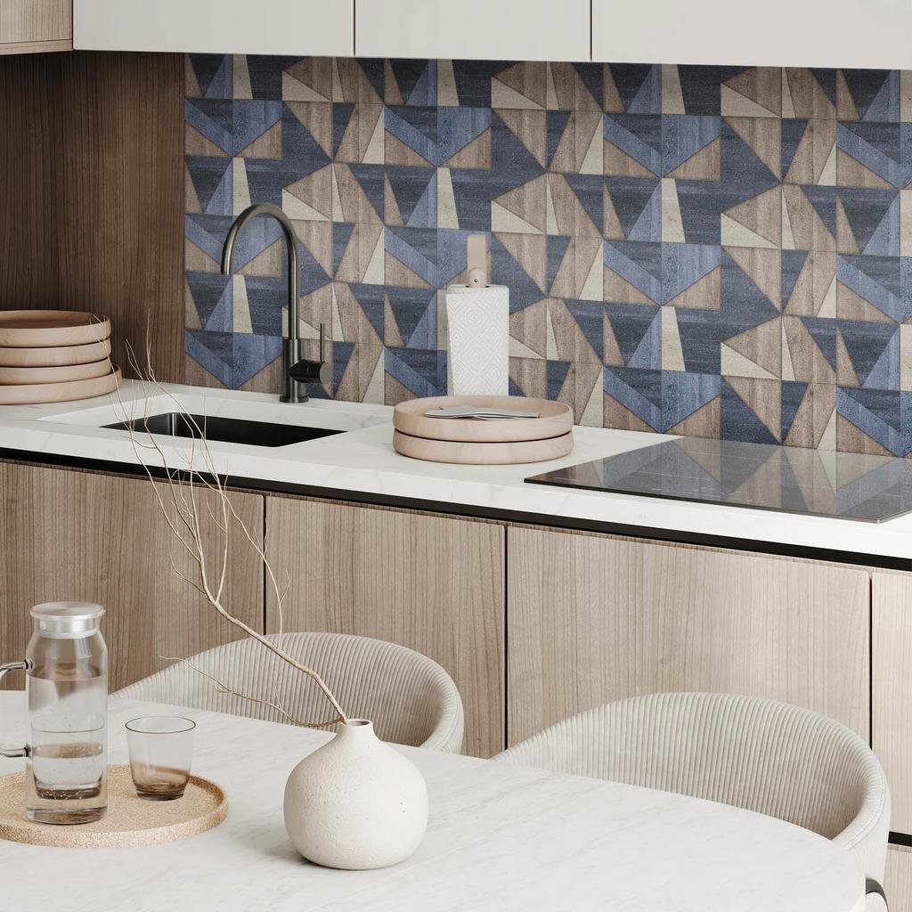 Zestaw Kafelków Pcv Z Dekorem Do Kuchni Lub Łazienki Abstrakcyjny Wzór Geometryczny 10X40X20 Cm