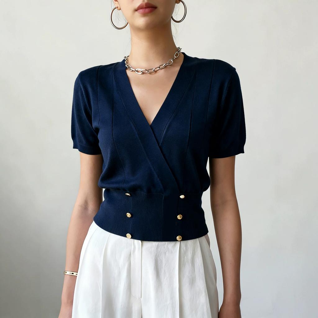 Women's Knitwear, Solid Color, Button-Front, Slim Fit