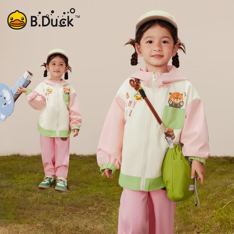 B.Duck Girls Hooded Spring/Autumn Windbreaker 105CM светло-бежевый