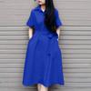 ZANZEA Women Casual Turn Down Collar Loose Short Sleeve Shirt Dress