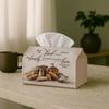 1pc Blessed Food Tissue Box - Rustic Family Comfort Tissue Paper Holder For, Car, Office - Decorative Napkin Case, Rectangular Suitable for Living Roo