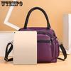 WTEMPO Women Casual Single Shoulder Bags Female Solid Large Capacity Bento Bag Zipper Multi Pockets Canvas Handbag