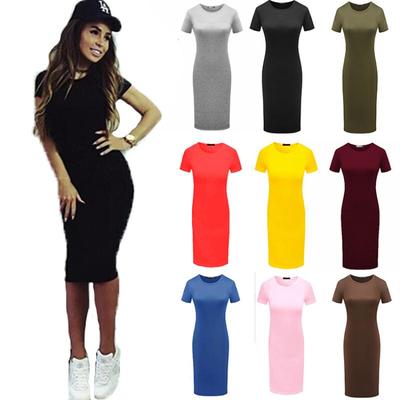 Sexy Round Neckline Skirt Fashion Short-sleeved Mini Dress Tight-fitting Hip Skirt