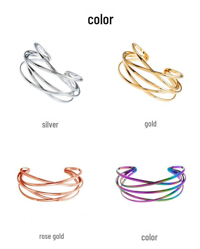 Multi-color Retro Hollow Metal Open Bracelet - European & American Style