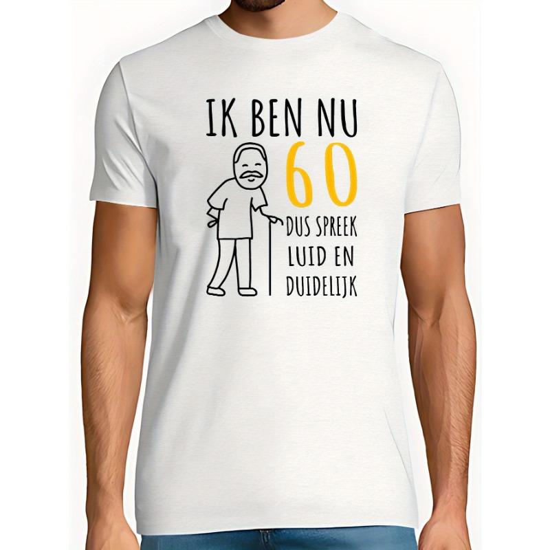 

European sizes IK BEN NU 60 DUS Men s Short Sleeve T-shirt Summer T-shirt Top 4XL білий