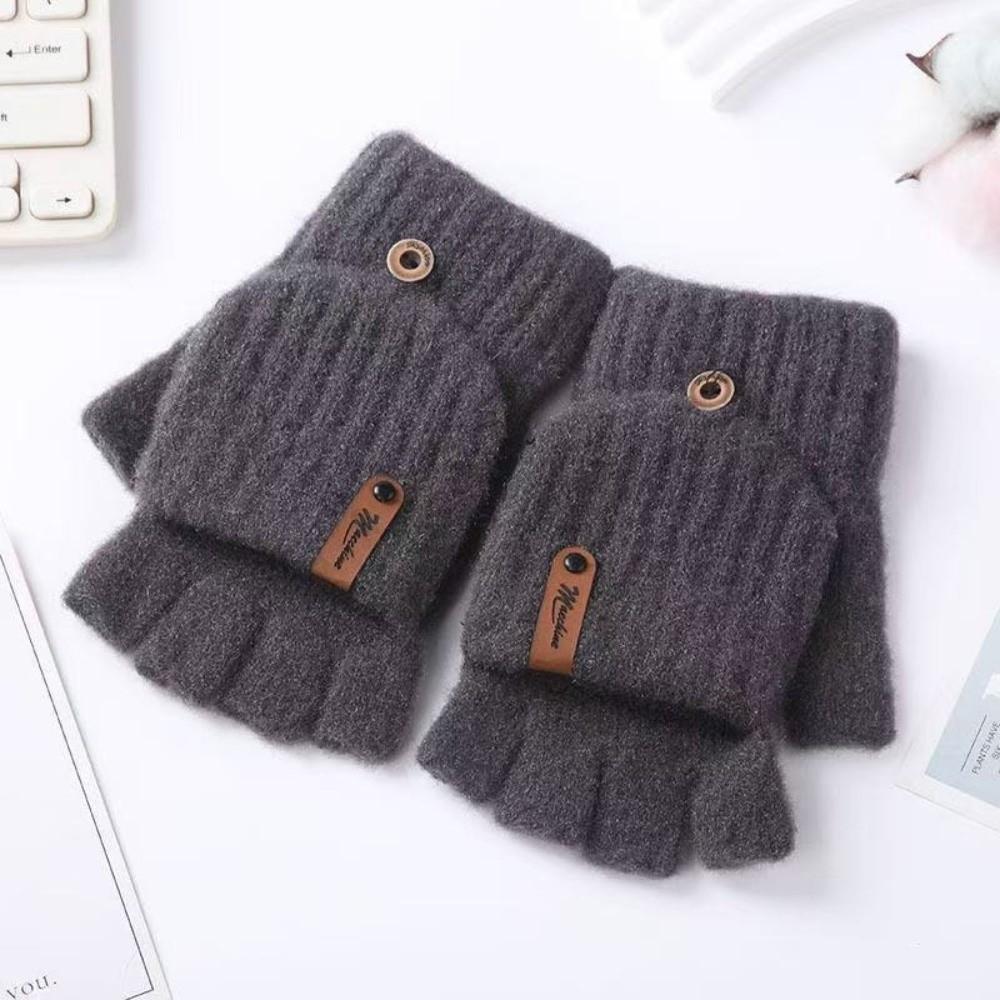 New Thickened Knitted Gloves Touch Screen Keep Warm Cold-proof Gloves Windproof Open Flip Winter Mittens Women Men