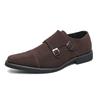 Leather shoes men's large size casual fashion matte leather dress single shoes anti-fur men's trend side buckle men's shoes