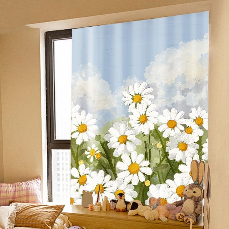 Hook and Loop Curtain Cloth Floating Window Insulation Punching-free Installation New Simple Bedroom Shade In 2024 Cute Printed