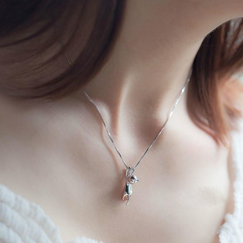 2pcs Cat Pendant Necklace for Women Lover Accessories Birthday Gifts