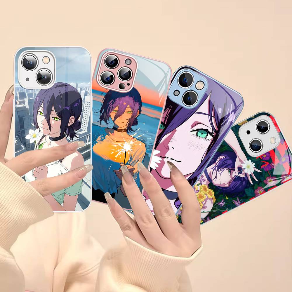 Action Anime Chainsaw Man Reze Arc Gehärtetes Glas Für Iphone 14 13 12 11 Pro Mini XS MAX 14Plus X XS XR Hülle