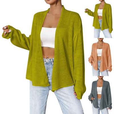 Damenmode Locker Dünn Gestrickte Strickjacke Jacke Herbst Einfarbig Lässige Oberbekleidung Strickjacke