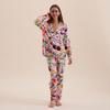 [Crayfish] Autumn new printed pajamas women's long-sleeved pure cotton pajamas women's lapel thin loungewear