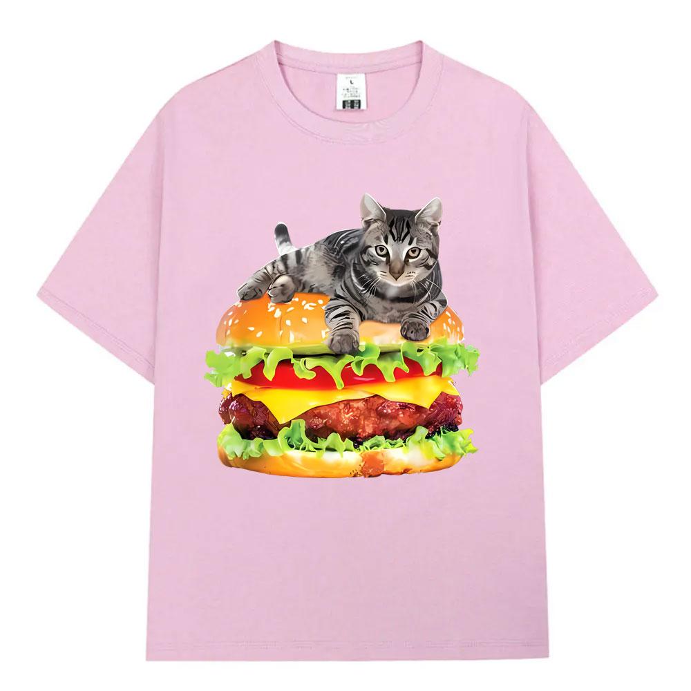 Hamburger Funny Cat Funny Meme TShirt Unisex Women Casual Fashion Vintage T Shirts Summer Cotton Oversized Short Sleeve Tshirts