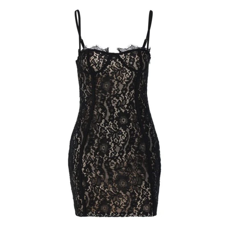 Lace Backless Camisole Slim Fit Dress Lace Open Back Sling Silm Dress