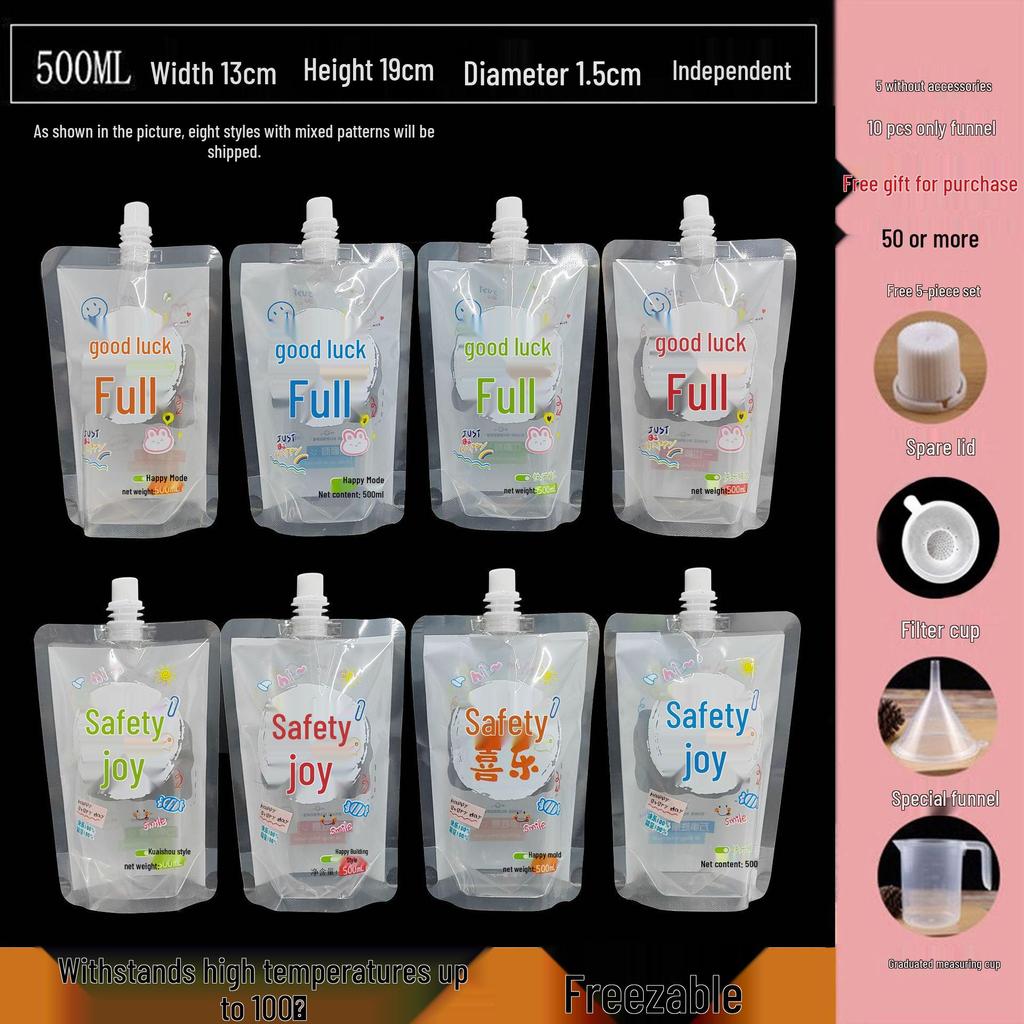 Disposable Transparent Spout Bag for Soy Milk, Chinese Medicine, Soup, or Beverages - Self-Standing and Convenient for Takeaway