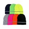 Beanie, Solid Color, Night Safety Reflective Strip Hat, Acrylic Double-Layer Knitted Hat, Outdoor Wool Pullover Hat.