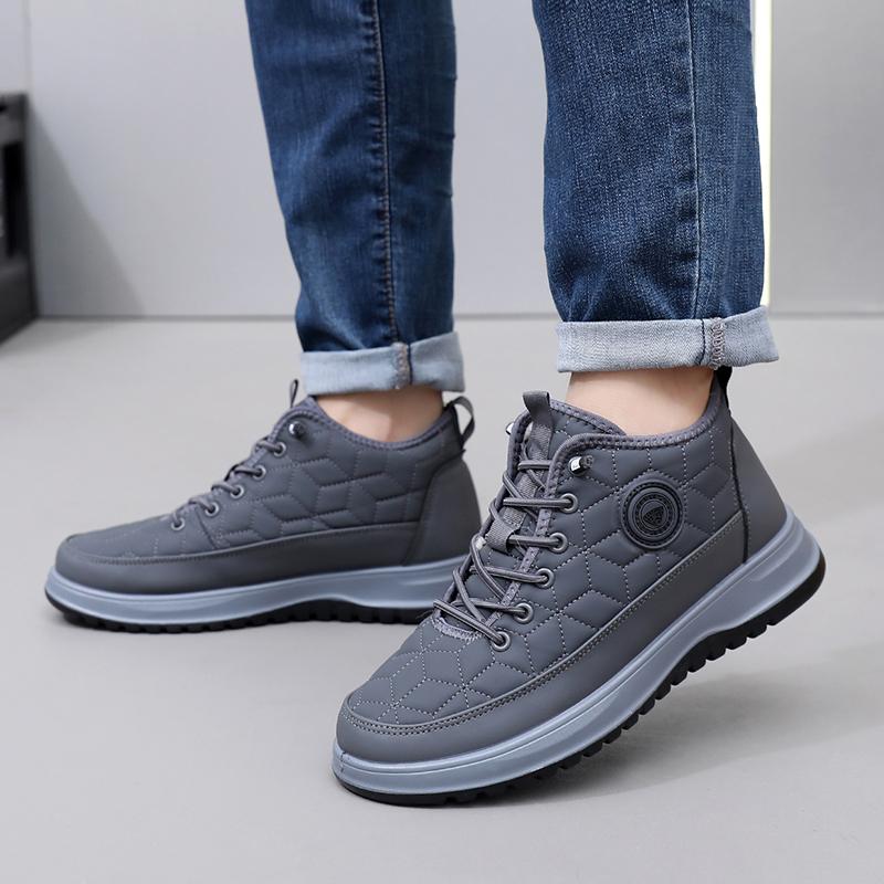2025 Зимние Новые Мужские Хлопковые Ботинки Уличные Повседневные Хлопковые Ботинки Морозостойкие и Теплосберегающие Прочные Мужские Хлопковые 39 серый