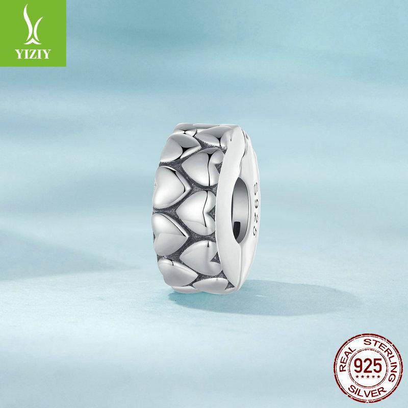 Splicing Small Love Diy Bracelet Positioning Buckle, Fashionable Versatile S925 Sterling Silver Heart-Shaped Beads