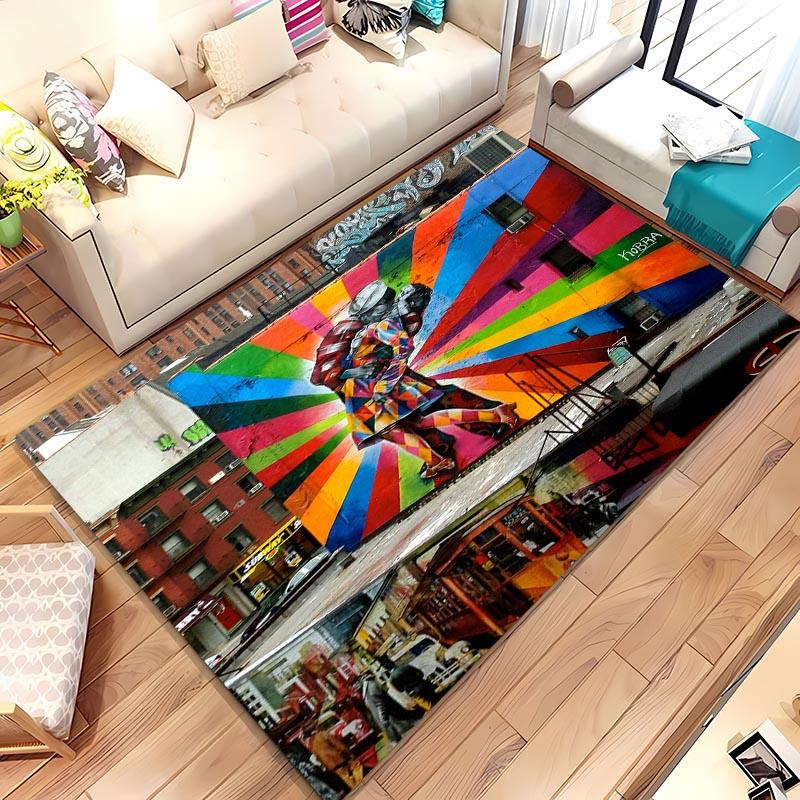 Colourful Graffiti 3D Printing Area Carpets for Home Living Room Kids Bedroom Sofa Doormat Kitchen Floor Rugs Anti-slip Decor