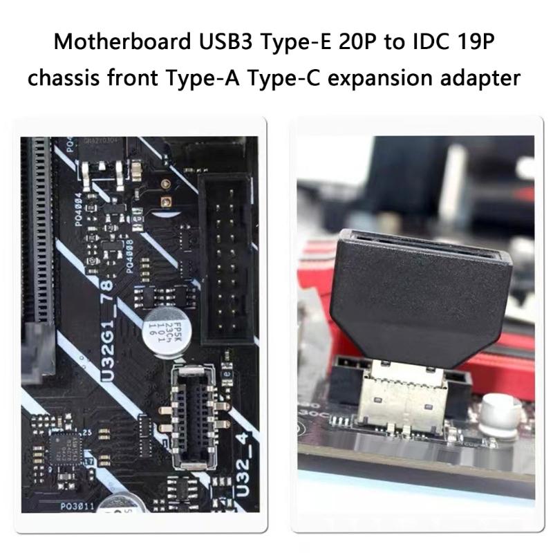Type E 20Pin To USB 19P/20P Chassis Front USB Type C Extension Adapter Converters For Desktop Motherboards Accessories