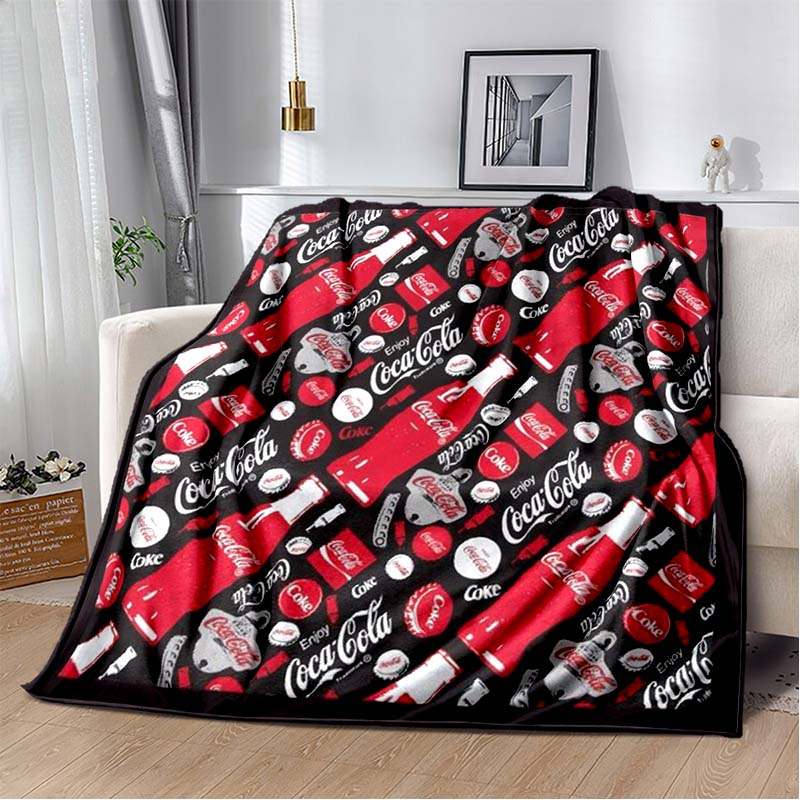 Coca-Cola Polar Bear Flannel Blanket, Vintage Throw Blanket for Bedroom