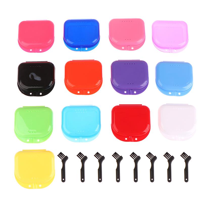 Falsche Zähne Kieferorthopädisches Etui Dentaler Retainer Mundschutz Prothesen Aufbewahrung Kunststoffbox Mundhygieneartikel Organizer Mit Bürste