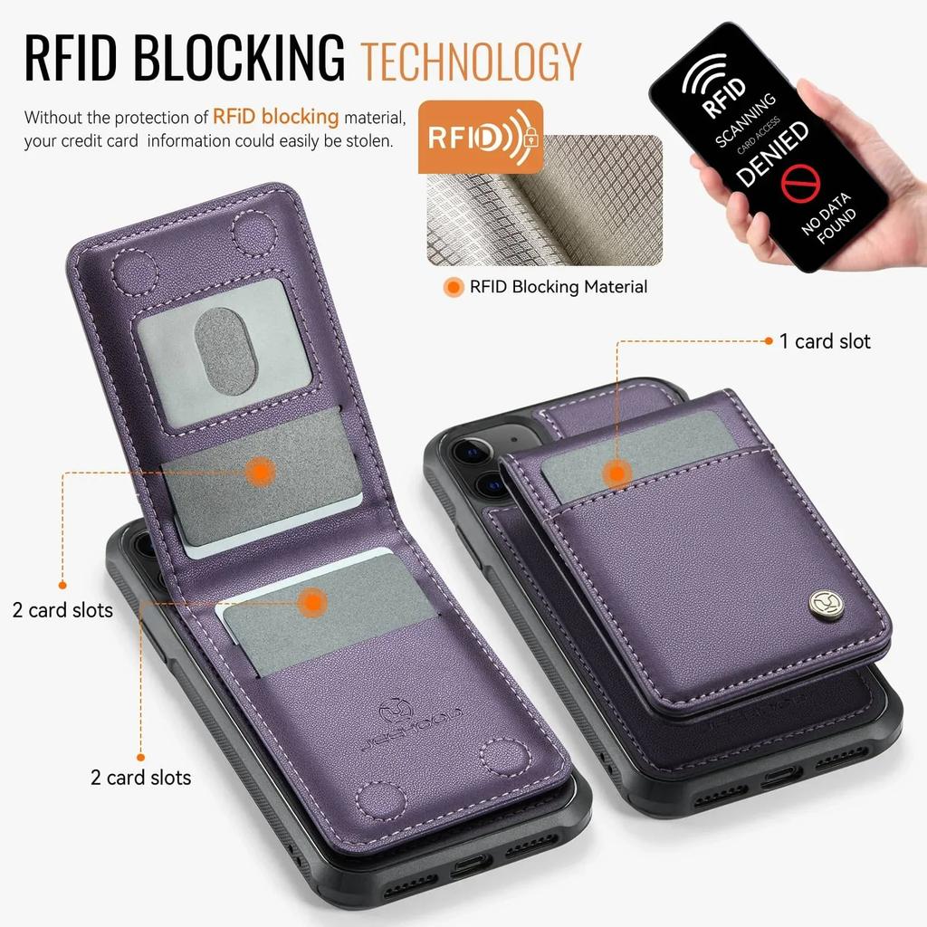 Magnetic 2 in 1 Detachable for iPhone 13/12/11 Pro Max X XS XR XS Max SE 2025 Wallet Case with Card Holder, Magnetic Flip Cover