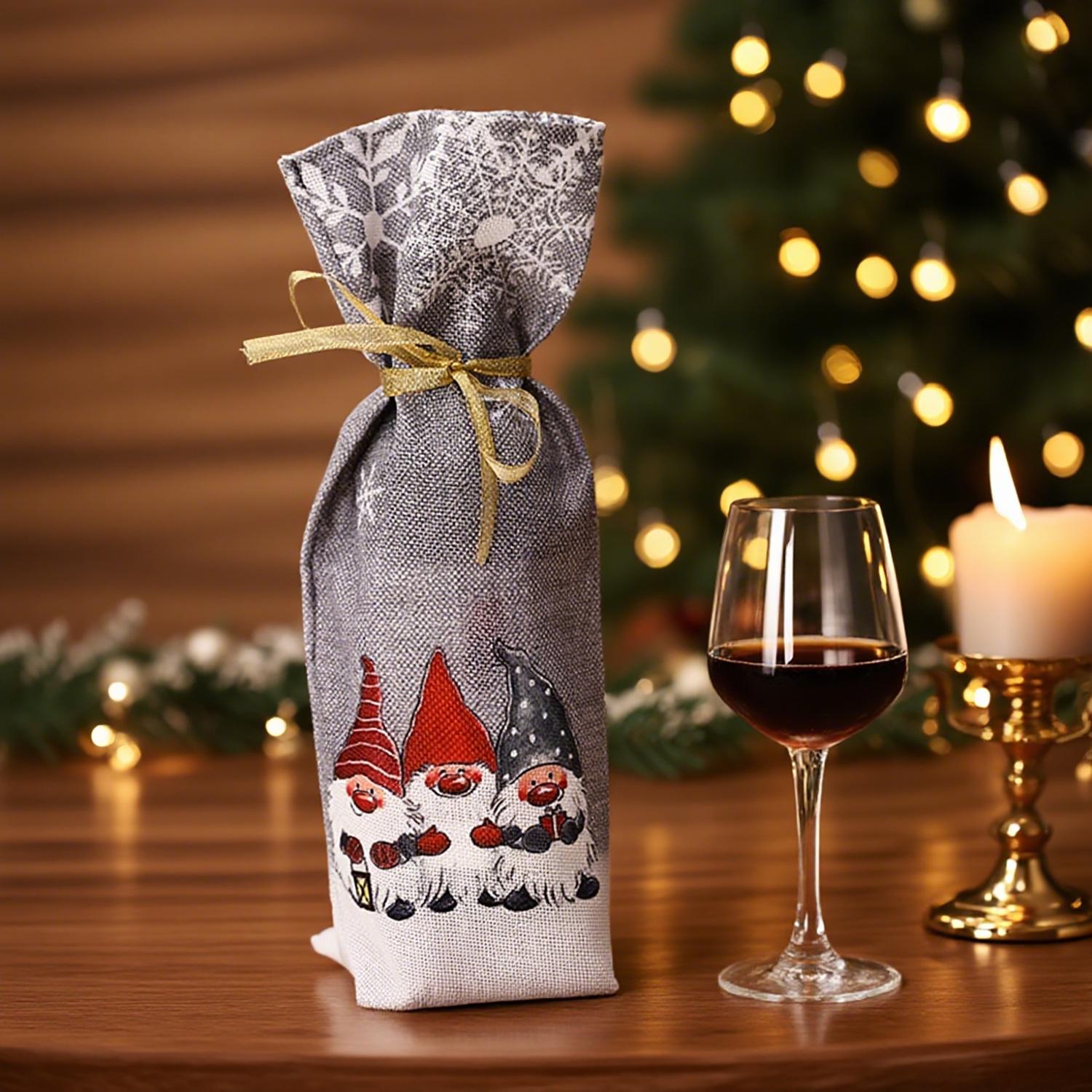 

Рождественский 2020 Чехол для бутылки шампанского и красного вина с лесным принтом - Декор стола