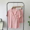 Summer Pajamas Short-Sleeved Shorts Women's Mercerized Cotton Thin Comfortable Lapel Sweet Home Wear Cute Suit Spring and Autumn