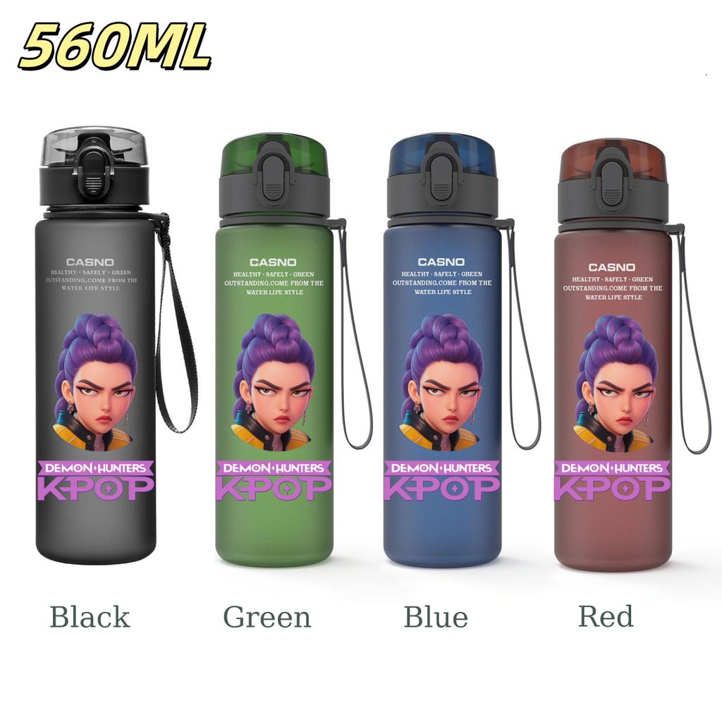 560ML KPop Demon Hunters Plastic Cartoon Pattern Water Cup Tall Superior Quality Children Outdoor Sports Drinking Water Bottle Birth Date Present