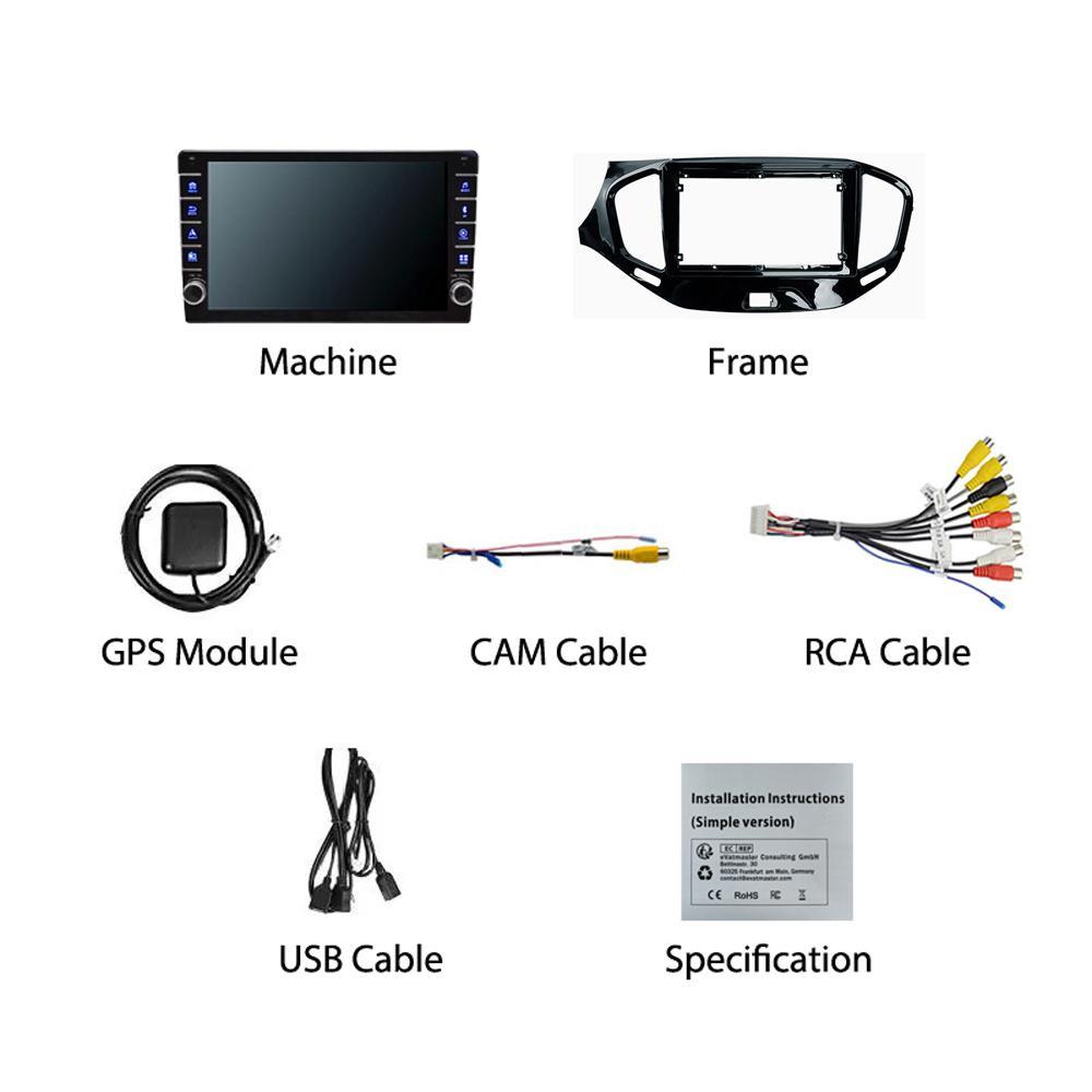 Autoradio Android 2 Din, avec bouton, Navigation GPS, Carplay, lecteur vidéo multimédia, 2 + 32 go, pour Lada Vesta 2015 – 2019