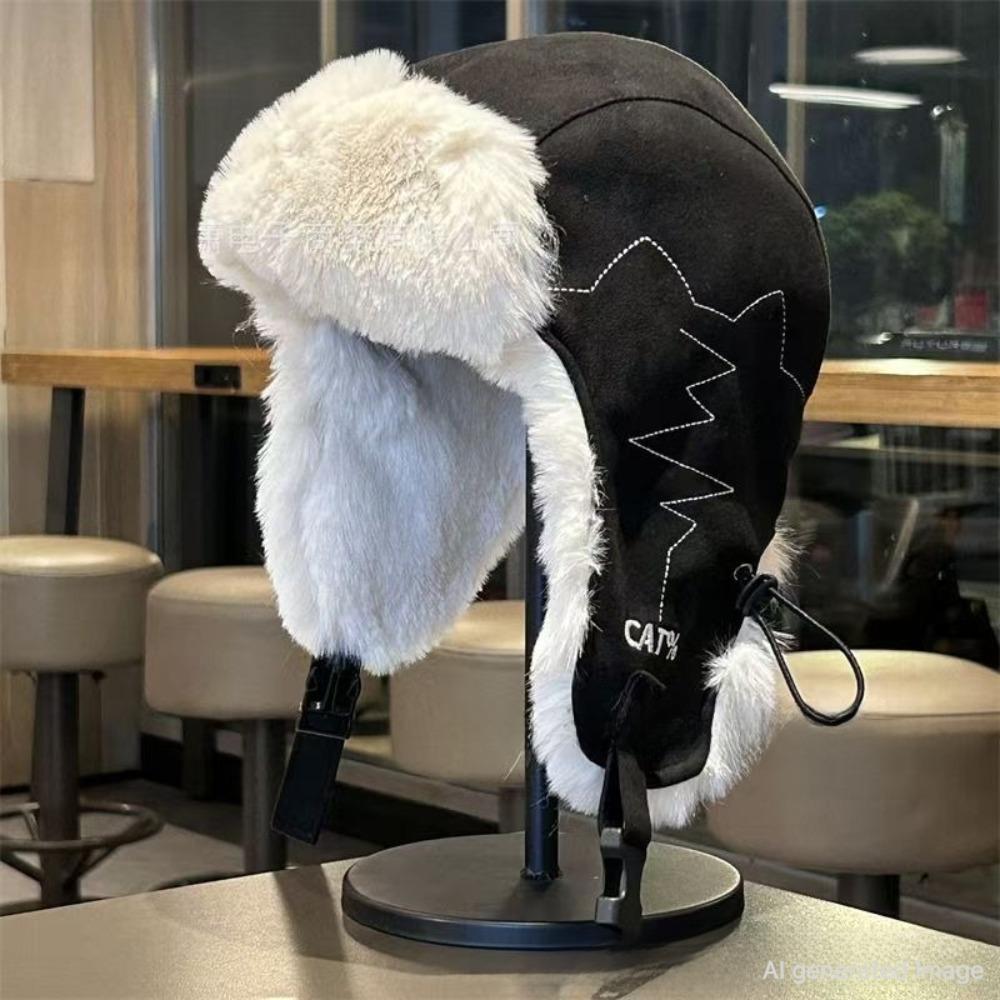 Winter Knit Trapper Hat Fleece Lined Thickened Earflap Beanie Windproof Warm Cold Weather Cap