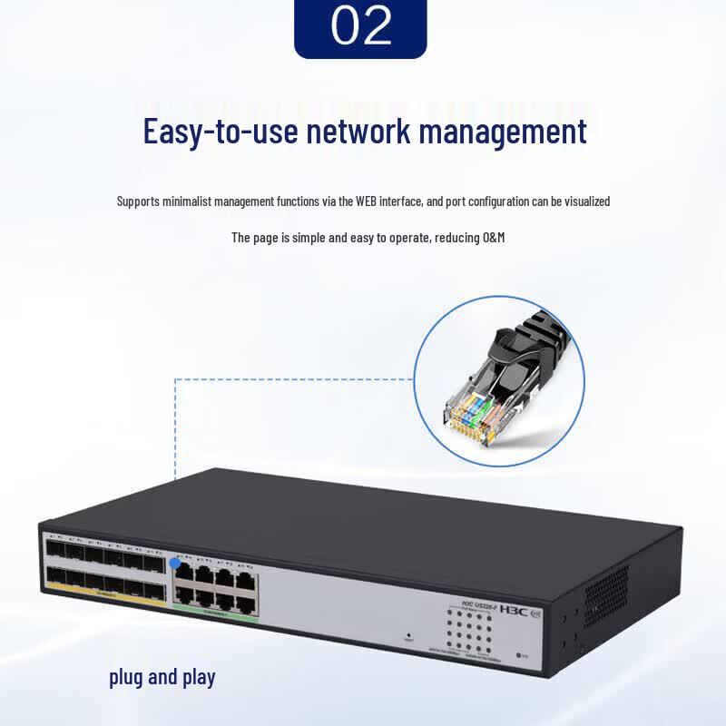 H3C US220-F 8-Port Gigabit Ethernet Switch with 12 Fiber Ports